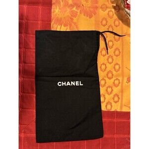 Chanel Dust Bag Cover Shoe Storage Black 12.5” x 7.5” Drawstring